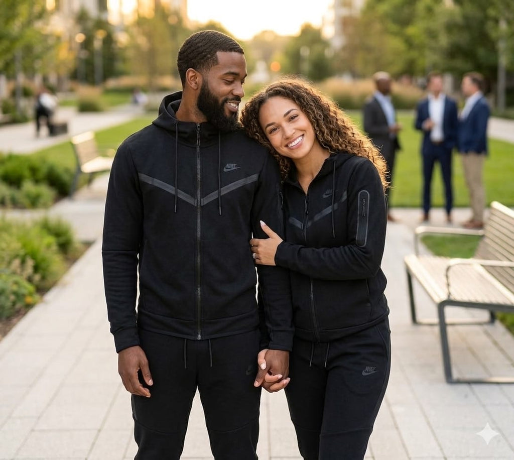 Tech Fleece zip-up hoodie and matching joggers.