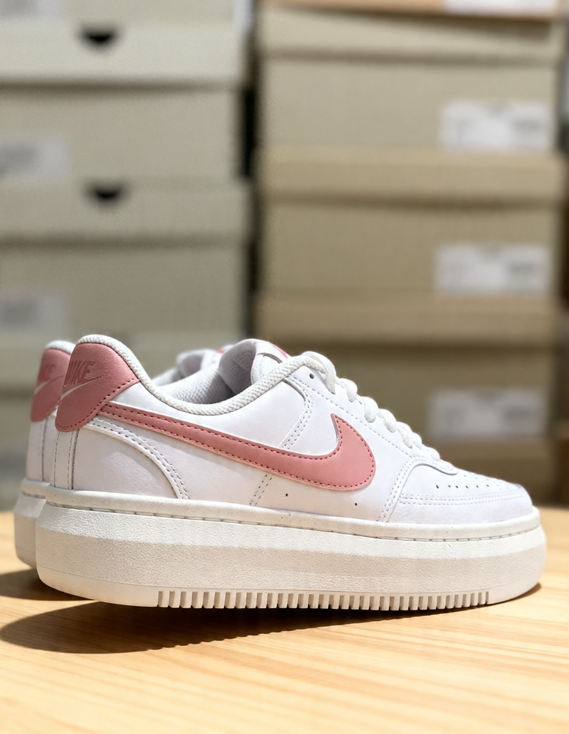 Women's Court Vision Alta sneakers in a white and red stardust colorway.