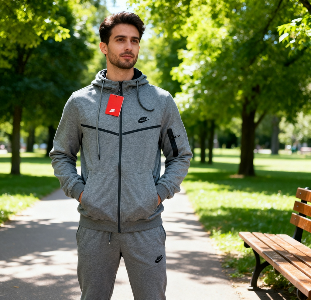 Tech Fleece zip-up hoodie and matching joggers.