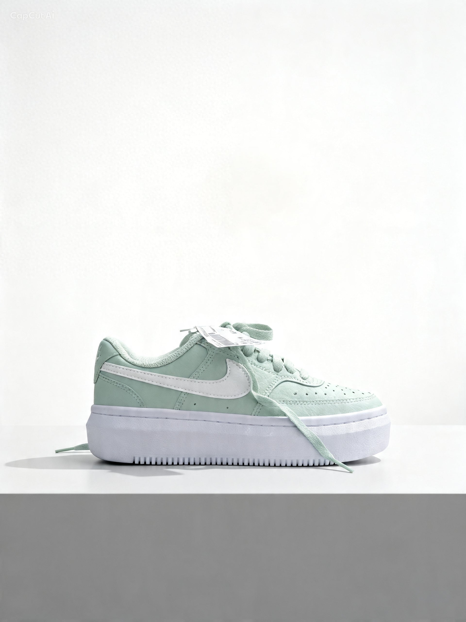 Women's Court Vision Alta sneakers in a white and Dusty green color