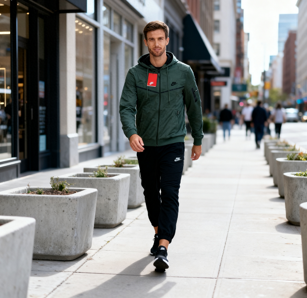Tech Fleece zip-up hoodie and matching joggers.