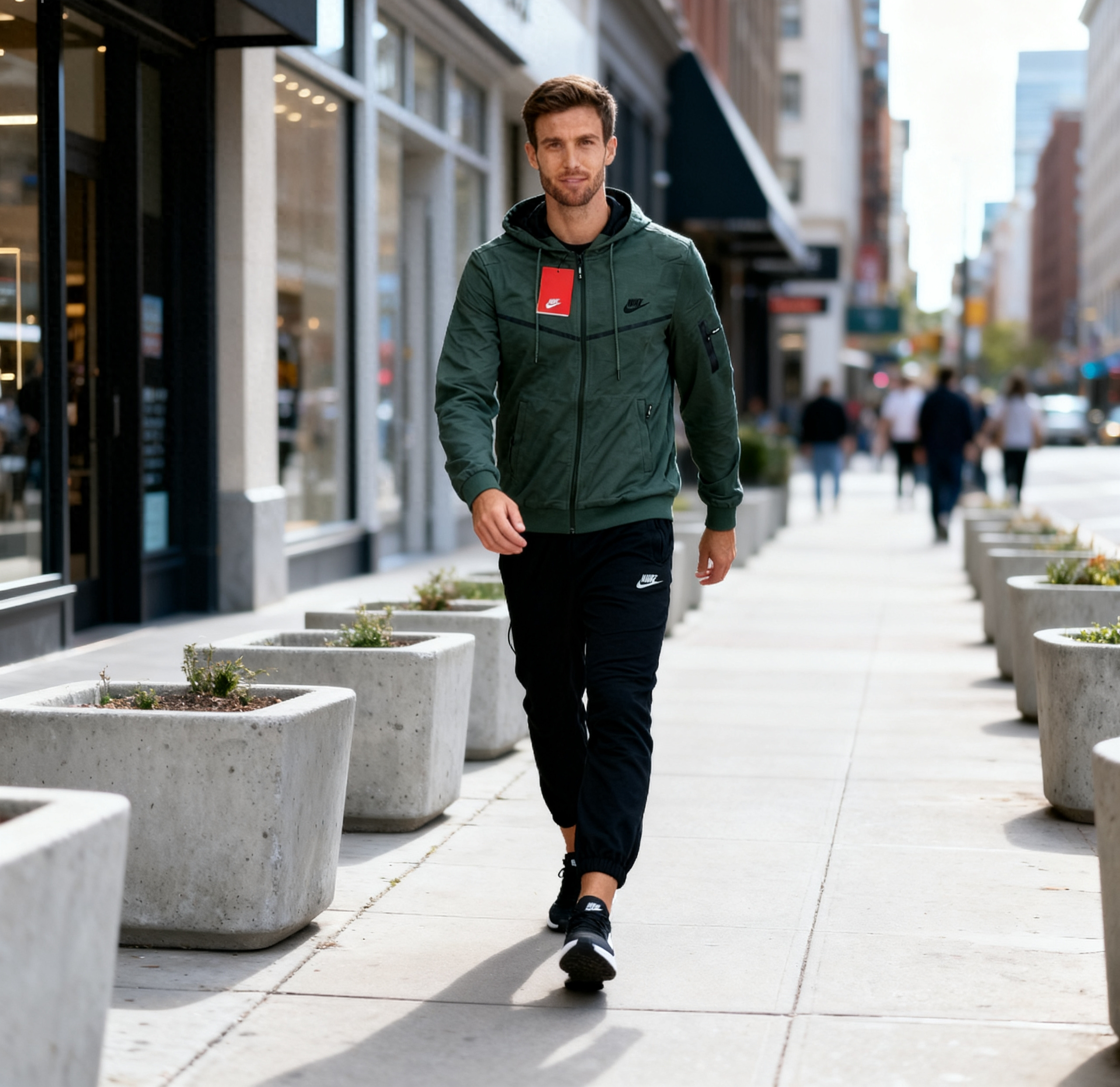 Tech Fleece zip-up hoodie and matching joggers.