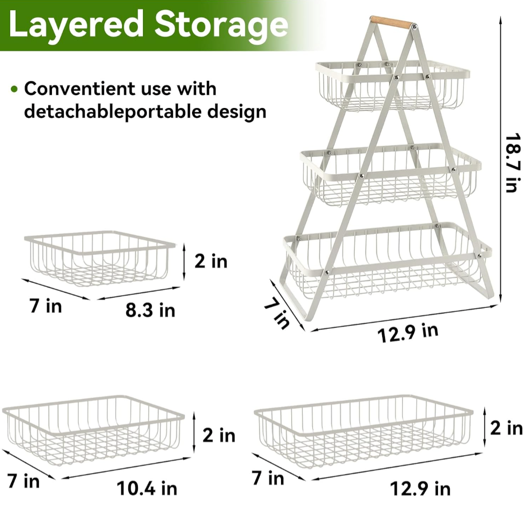 3 tire fruit basket, food storage basket