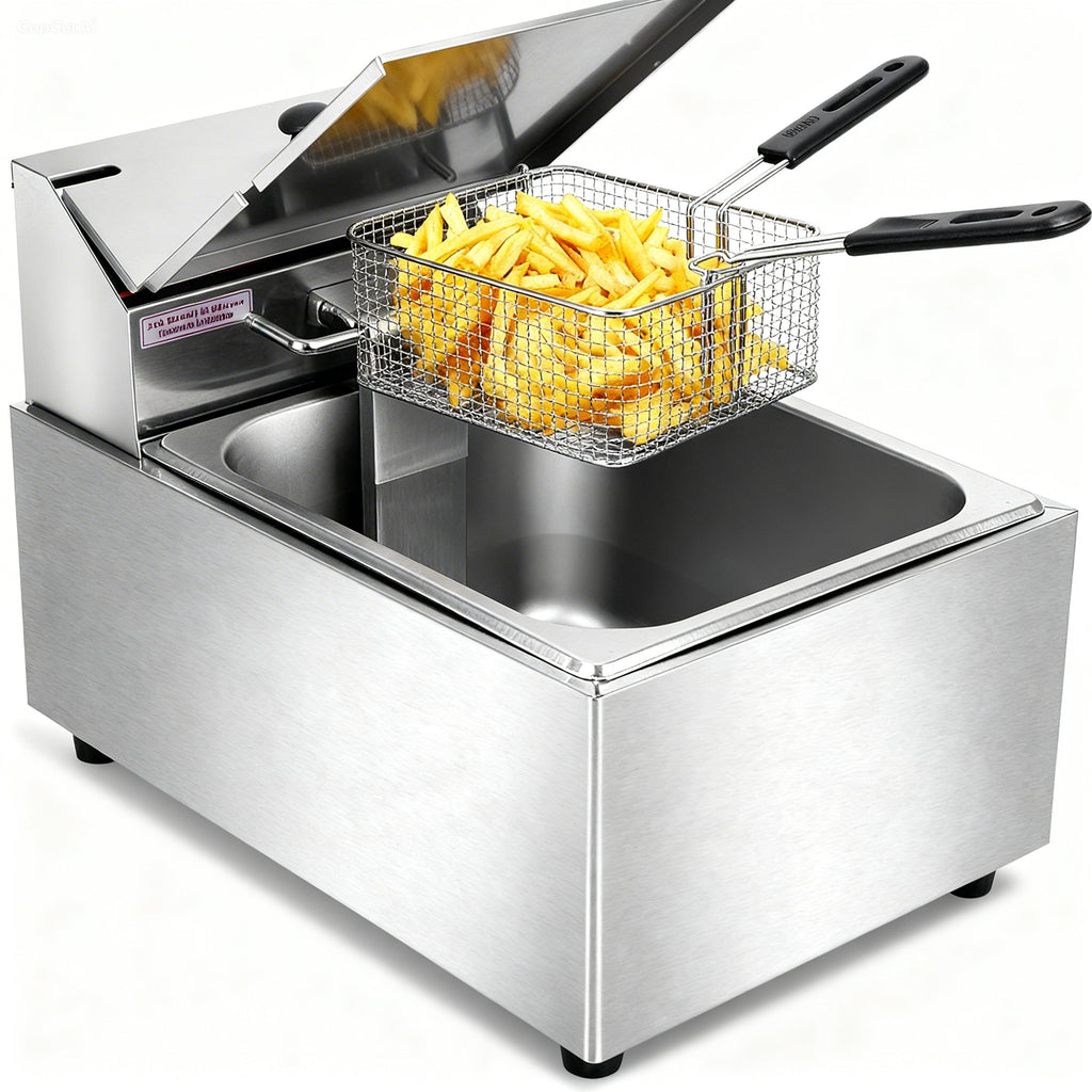 Stainless steel electric countertop deep fryer