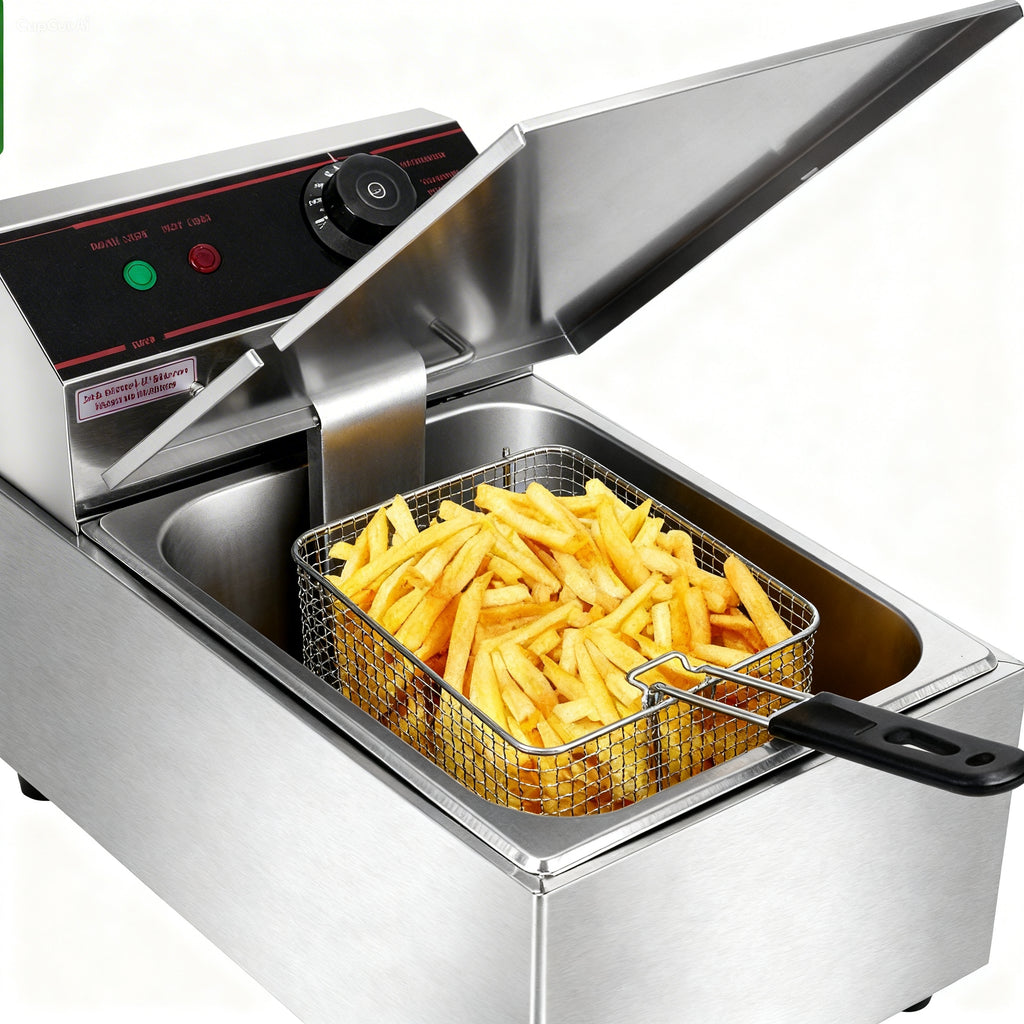 Stainless steel electric countertop deep fryer