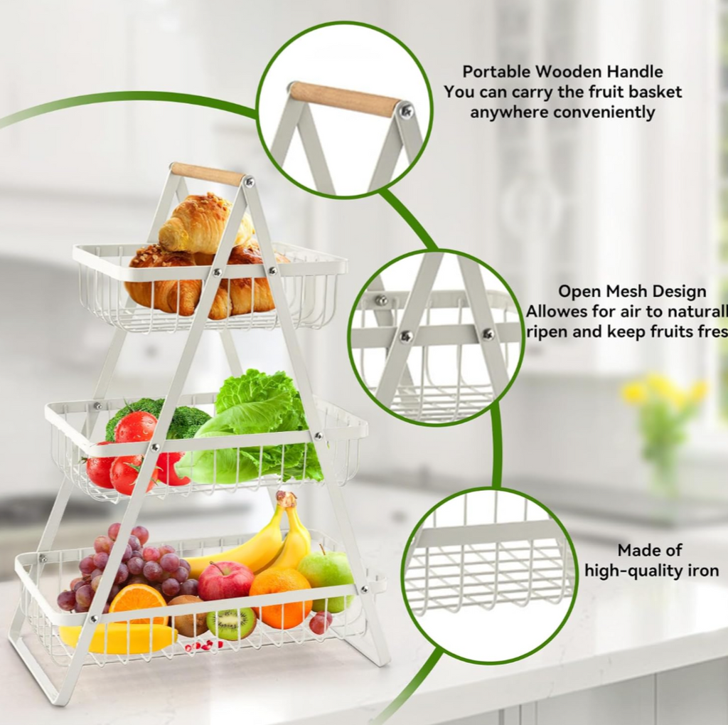 3 tire fruit basket, food storage basket