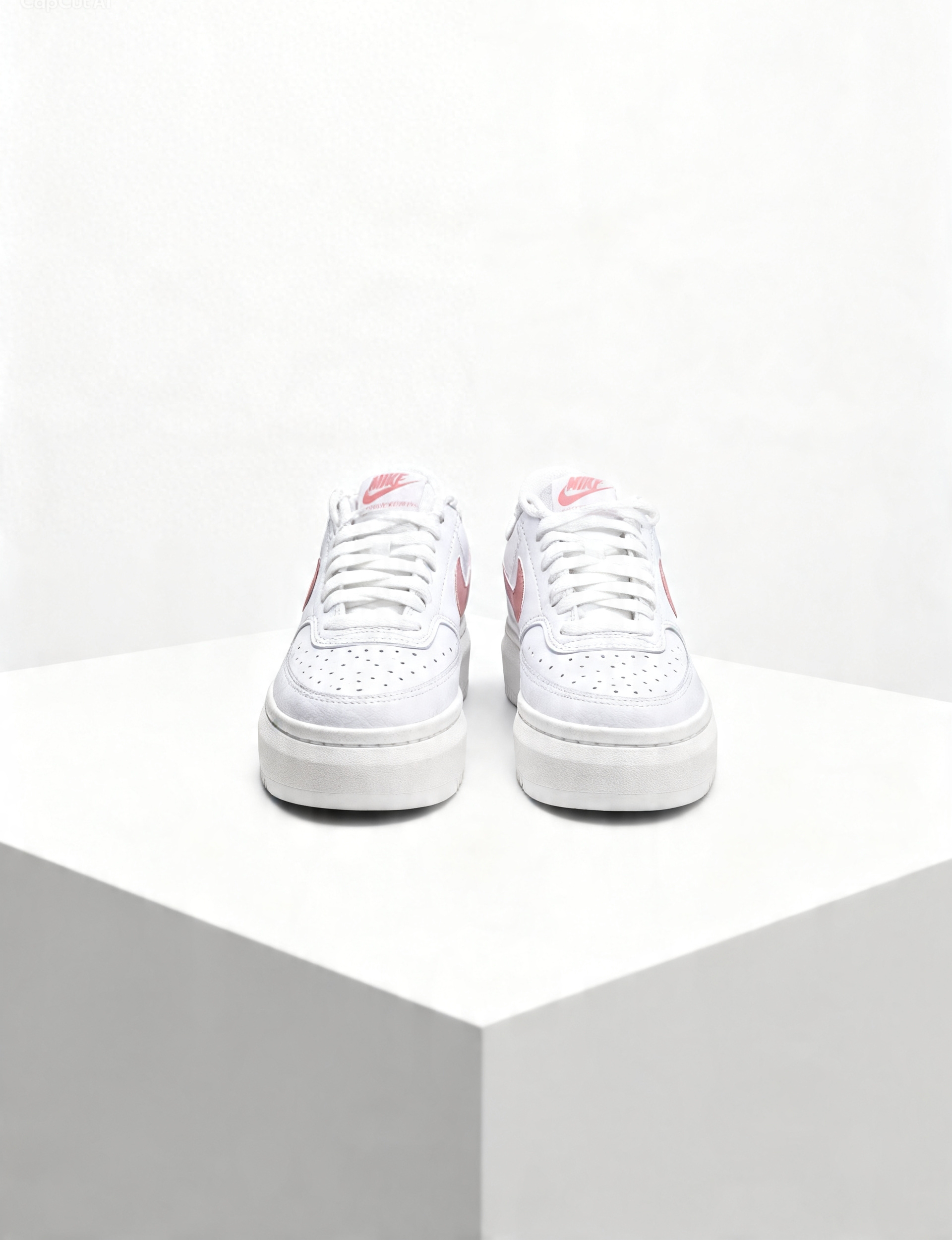 Women's Court Vision Alta sneakers in a white and red stardust colorway.