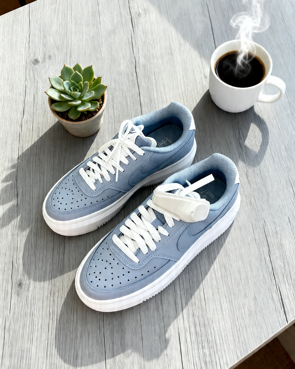 Court Vision Alta sneakers in white and blue