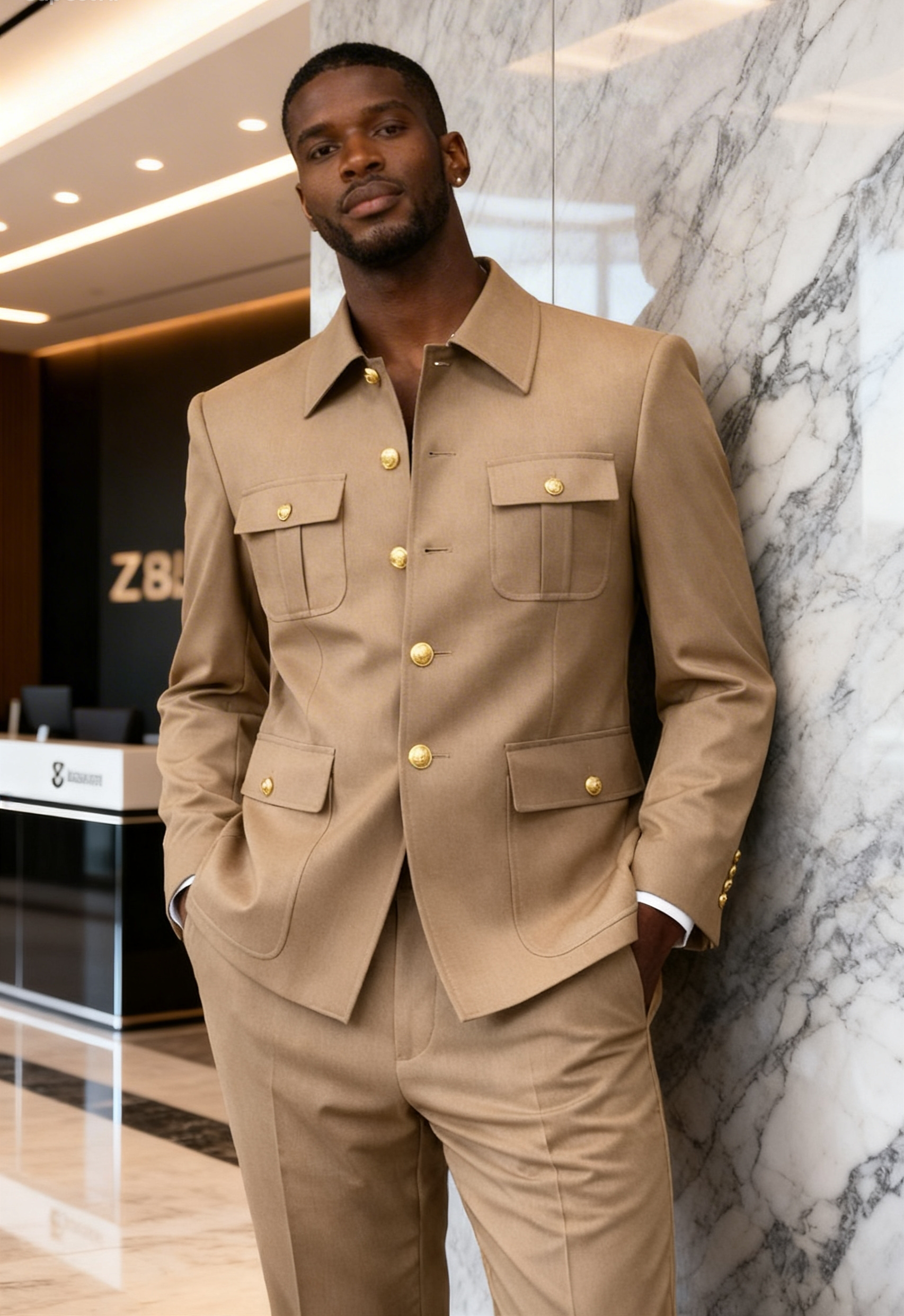 Two piece men's safari suit, Kaunda suit