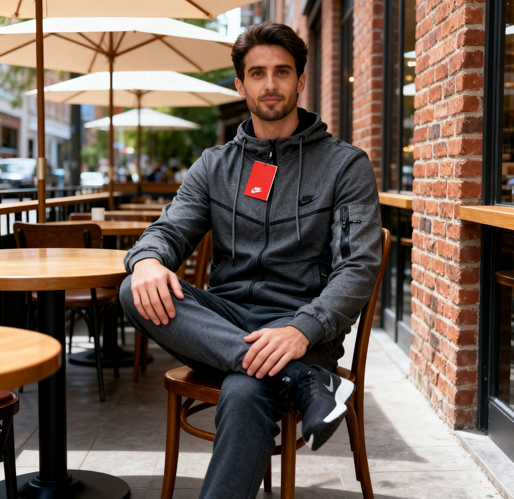 Tech Fleece zip-up hoodie and matching joggers.