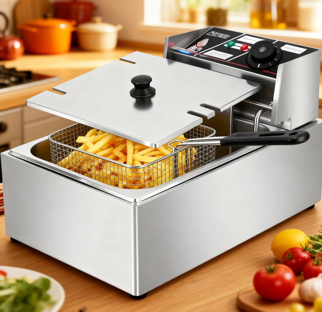 Stainless steel electric countertop deep fryer