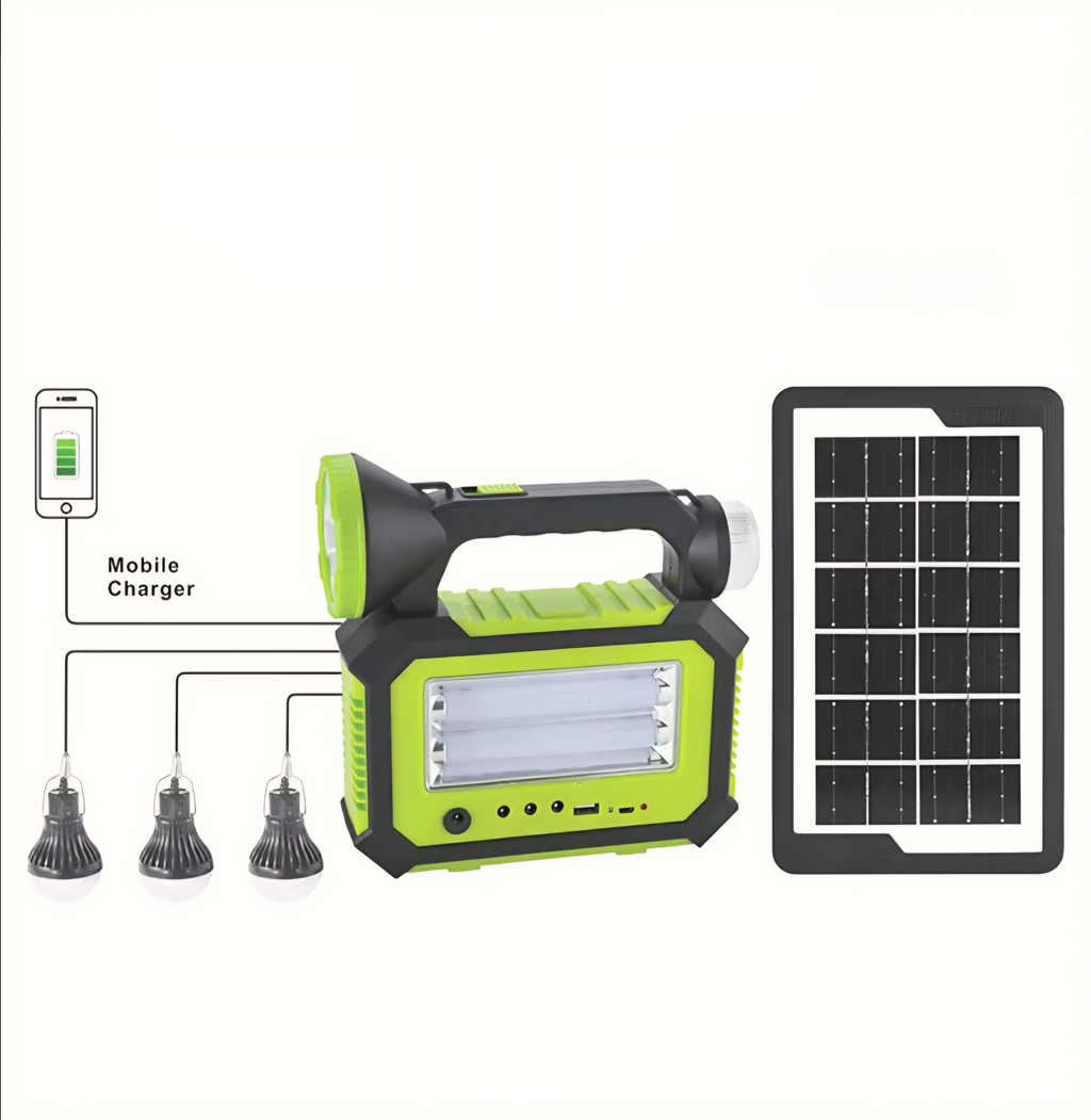 Lithium Battery Solar Energy System with Bulbs Home Lighting Phone Charger Power Station with Solar Panel for Outdoor