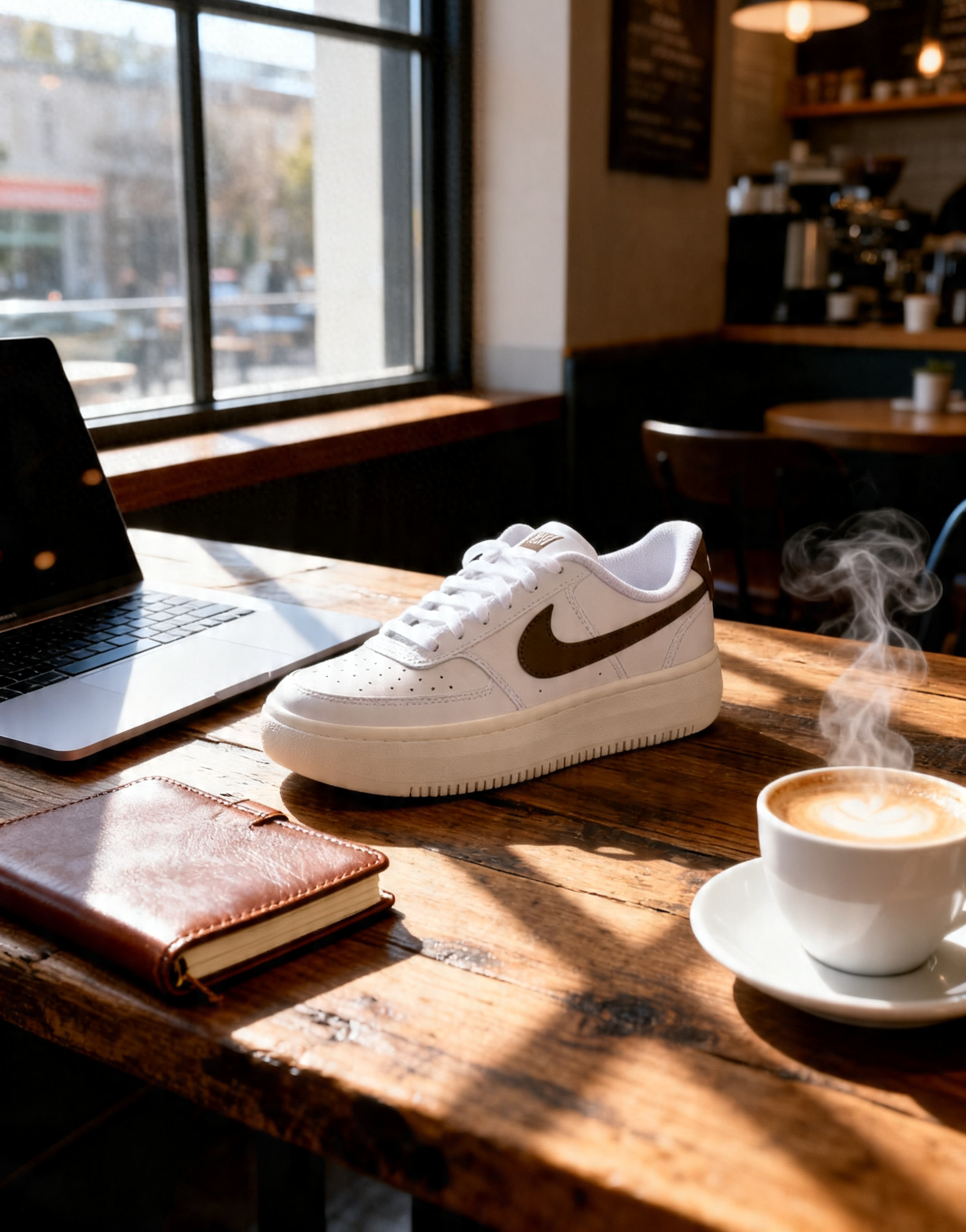 Court Vision Alta sneakers in white and gold