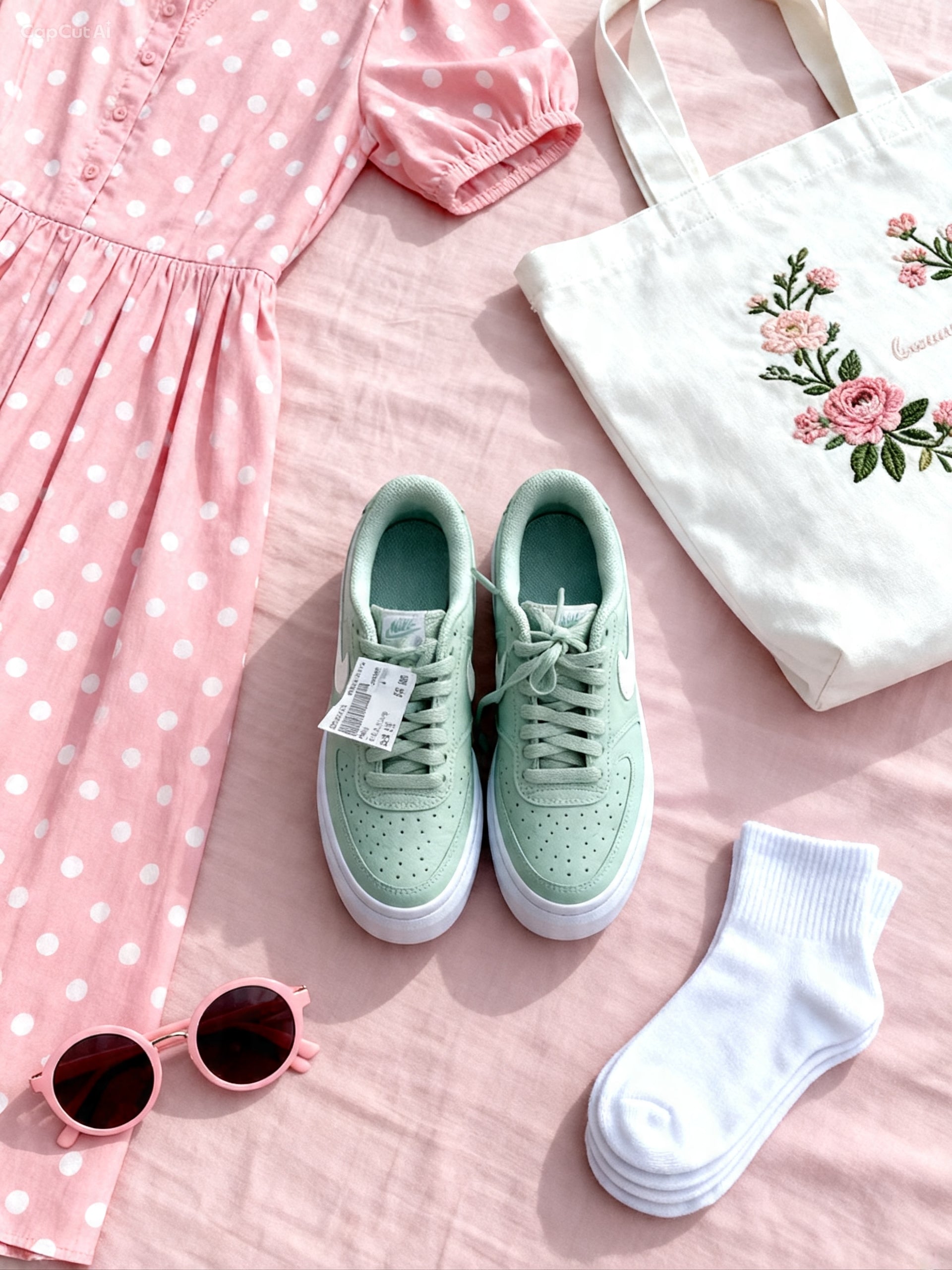 Women's Court Vision Alta sneakers in a white and Dusty green color