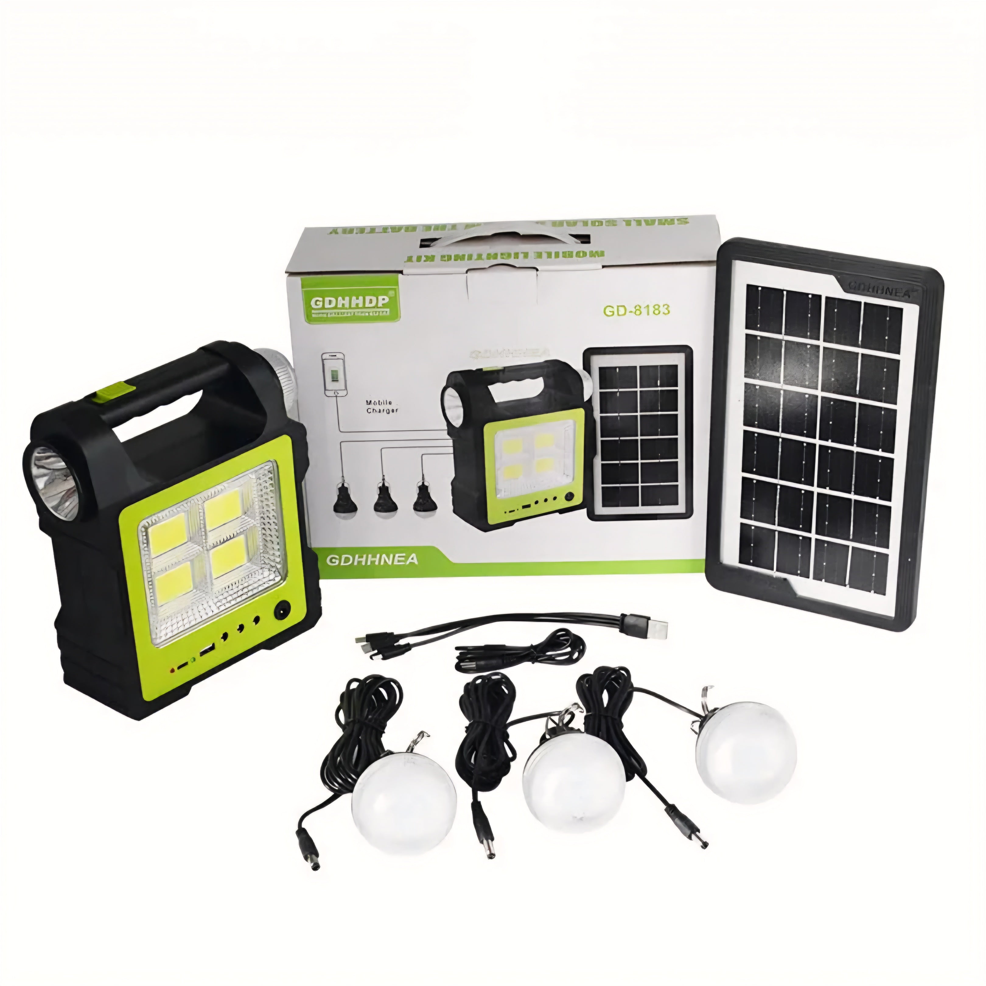 Lithium Battery Solar Energy System with Bulbs Home Lighting Phone Charger Power Station with Solar Panel for Outdoor