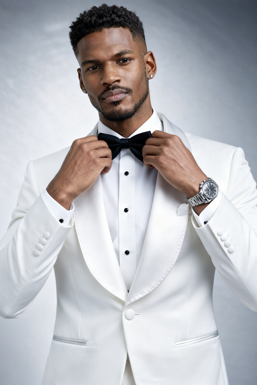 Luxury white three piece tuxedo suit