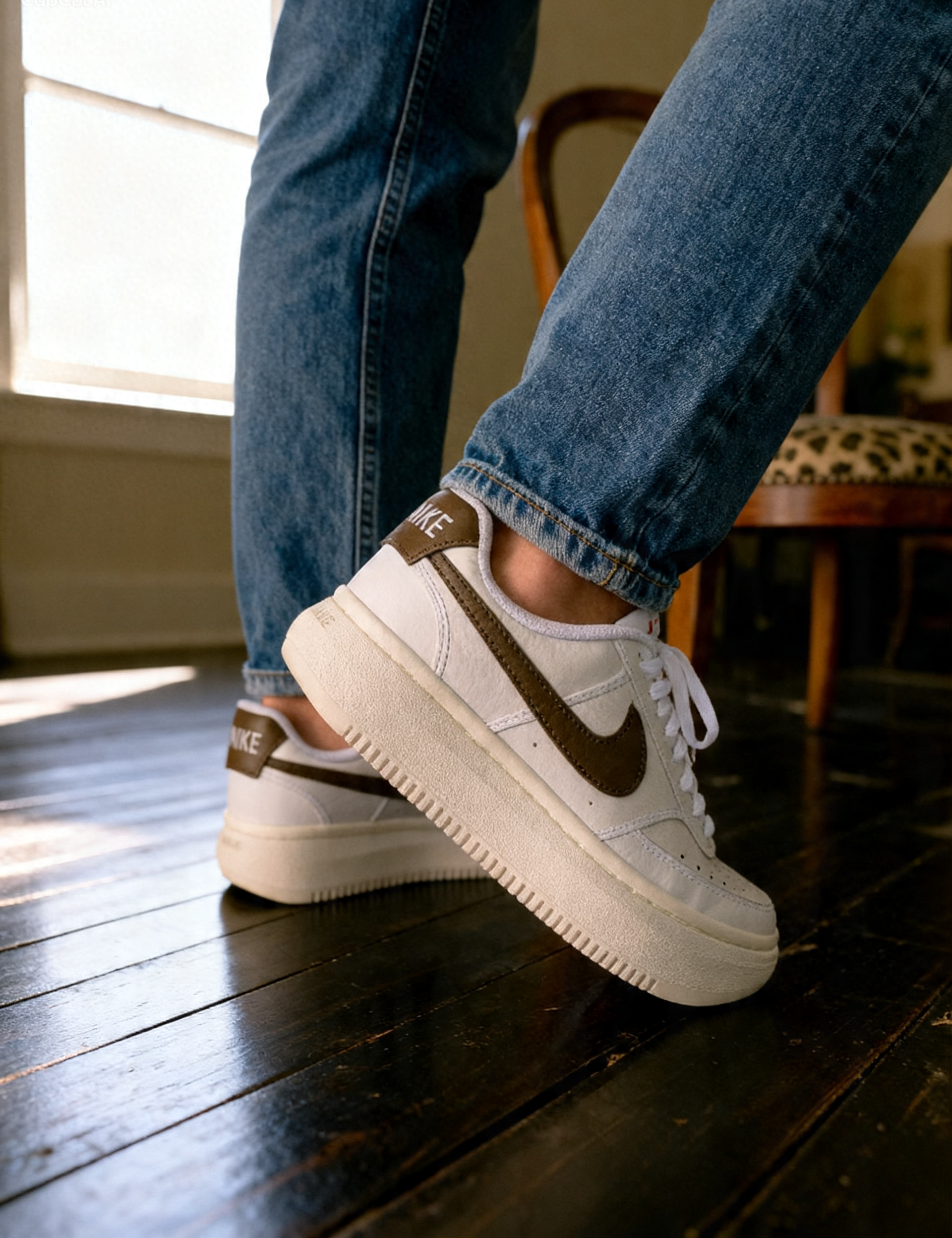 Court Vision Alta sneakers in white and gold
